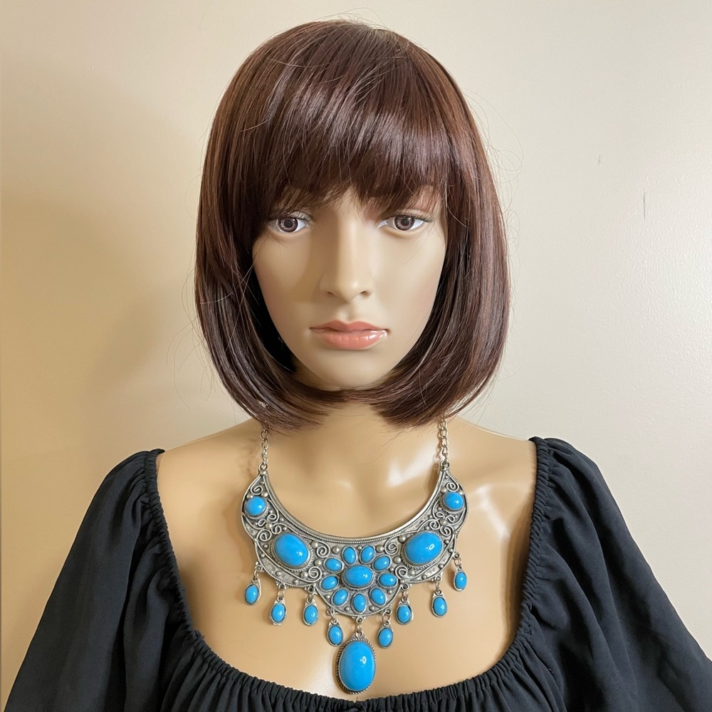 Unique hammered metal statement necklace.